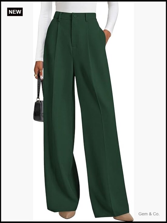 Pants - High Waisted Wide Leg Pants Business Casual Work Trousers with Pockets